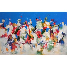 Mashkoor Raza, 30 x 48 Inch, Oil on Canvas, Abstract Painting, AC-MR-723